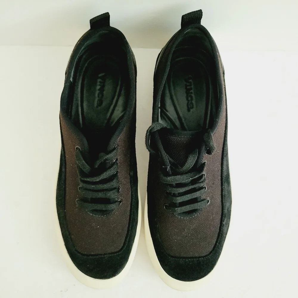 NEW Vince Grady Low Top Sneakers Black Round Toe Lace Up Size 7